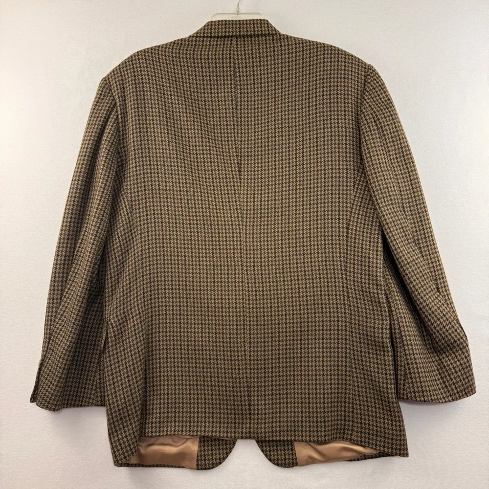 Oscar de la Renta Sport‎ Coat Mens Brown Houndstooth Blazer Tailored Jacket